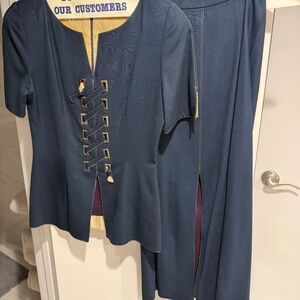 Richard Warren Elegant Navy Maxi Skirt Suit